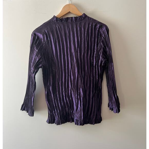 Y2k Vintage Agora Purple Crinkle Fairy Button Down Blouse Large - Picture 2 of 8